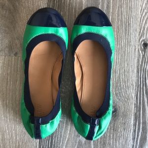 Green and Navy Blue J.Crew Flats